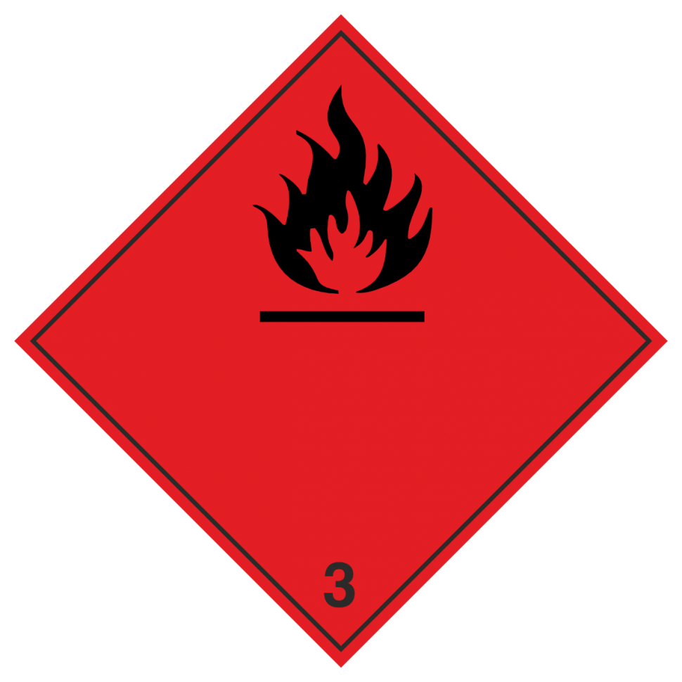 Знак безопасности 3.3 «Легковоспламеняющиеся жидкости» (чёрные буквы)